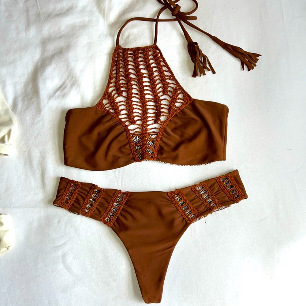 Acacia Panama macrame bikini in cocoa